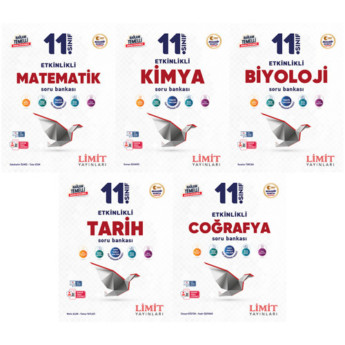 Limit 2027 11. Sınıf Matematik + Kimya + Biyoloji + Tarih + Coğrafya Soru Bankası Seti 5 Kitap Maarif Model