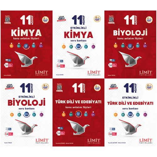 Limit 2027 11. Sınıf Kimya + Biyoloji + Türk Dili Ve Edebiyatı Konu Anlatım Föyleri + Soru Bankası Seti 6 Kitap Maarif M