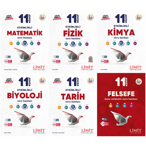 Limit 2027 11. Sınıf Matematik + Fizik + Kimya + Biyoloji + Tarih + Felsefe Soru Bankası Seti 6 Kitap Maarif Model