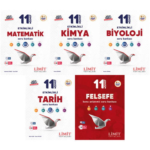 Limit 2027 11. Sınıf Matematik + Kimya + Biyoloji + Tarih + Felsefe Soru Bankası Seti 5 Kitap Maarif Model