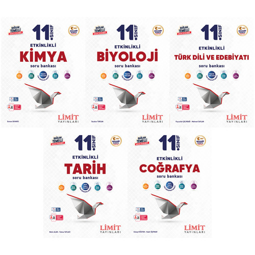 Limit 2027 11. Sınıf Kimya + Biyoloji + Türk Dili Ve Edebiyatı + Tarih + Coğrafya Soru Bankası Seti 5 Kitap Maarif Model