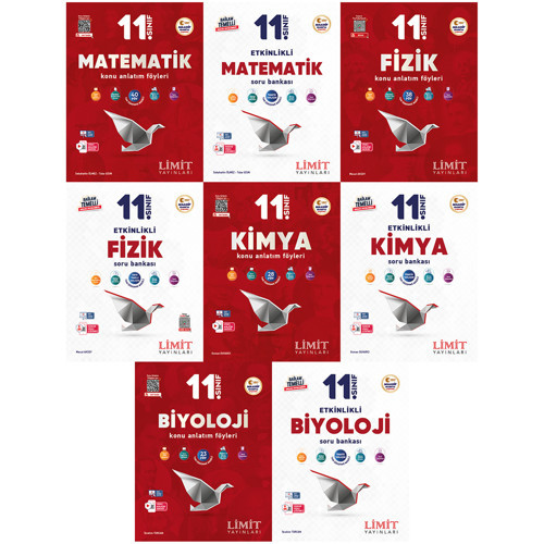 Limit 2027 11. Sınıf Matematik + Fizik + Kimya + Biyoloji Konu Anlatım Föyleri + Soru Bankası Seti 8 Kitap Maarif Model