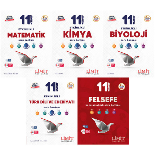 Limit 2027 11. Sınıf Matematik + Kimya + Biyoloji + Türk Dili Ve Edebiyatı + Felsefe Soru Bankası Seti 5 Kitap Maarif Mo