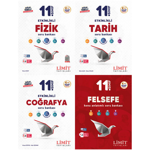 Limit 2027 11. Sınıf Fizik + Tarih + Coğrafya + Felsefe Soru Bankası Seti 4 Kitap Maarif Model
