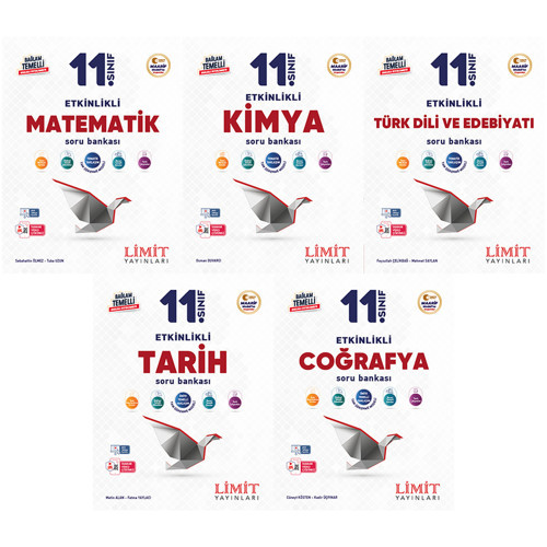 Limit 2027 11. Sınıf Matematik + Kimya + Türk Dili Ve Edebiyatı + Tarih + Coğrafya Soru Bankası Seti 5 Kitap Maarif Mode