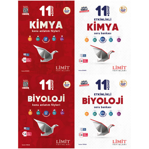 Limit 2027 11. Sınıf Kimya + Biyoloji Konu Anlatım Föyleri + Soru Bankası Seti 4 Kitap Maarif Model