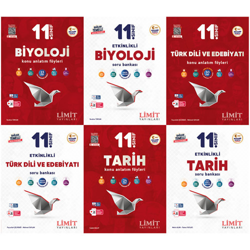 Limit 2027 11. Sınıf Biyoloji + Türk Dili Ve Edebiyatı + Tarih Konu Anlatım Föyleri + Soru Bankası Seti 6 Kitap Maarif M