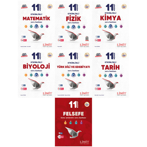 Limit 2027 11. Sınıf Matematik + Fizik + Kimya + Biyoloji + Türk Dili Ve Edebiyatı + Tarih + Felsefe Soru Bankası Seti 7