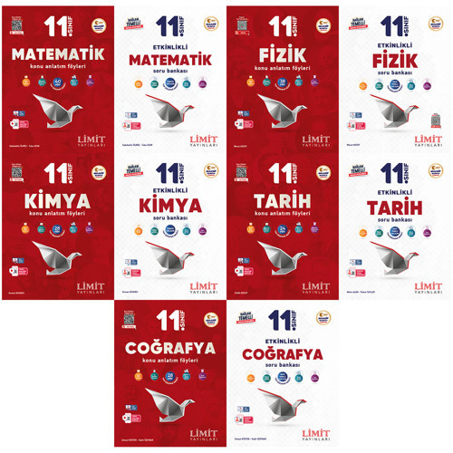 Limit 2027 11. Sınıf Matematik + Fizik + Kimya + Tarih + Coğrafya Konu Anlatım Föyleri + Soru Bankası Seti 10 Kitap Maar