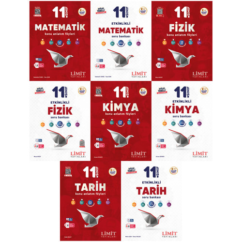 Limit 2027 11. Sınıf Matematik + Fizik + Kimya + Tarih Konu Anlatım Föyleri + Soru Bankası Seti 8 Kitap Maarif Model