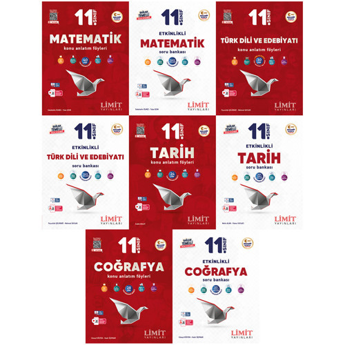 Limit 2027 11. Sınıf Matematik + Türk Dili Ve Edebiyatı + Tarih + Coğrafya Konu Anlatım Föyleri + Soru Bankası Seti 8 Ki