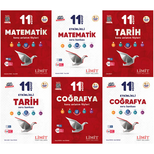 Limit 2027 11. Sınıf Matematik + Tarih + Coğrafya Konu Anlatım Föyleri + Soru Bankası Seti 6 Kitap Maarif Model
