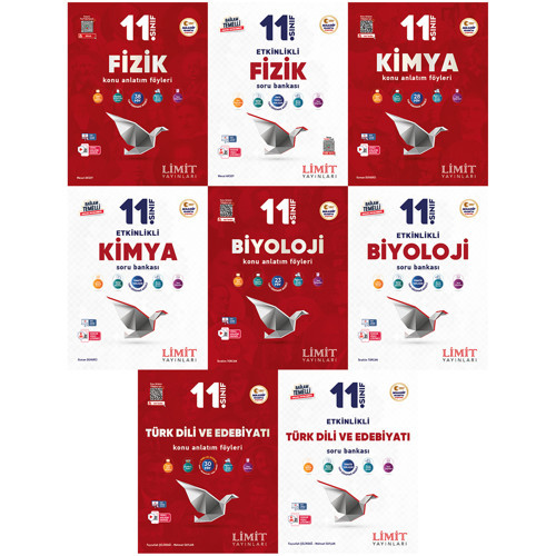 Limit 2027 11. Sınıf Fizik + Kimya + Biyoloji + Türk Dili Ve Edebiyatı Konu Anlatım Föyleri + Soru Bankası Seti 8 Kitap