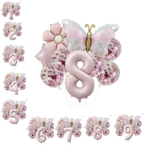 Gold Kelebek Papatyalı 8 Yaş Folyo Balon Set