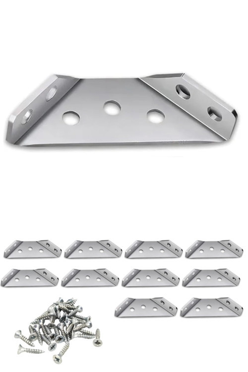 Metal Köşe Bağlantı Aparatı, 10 Adet Mobilya Dolap Montaj Köşebent, Duvara Sabitleme Gönye, 65.5x30x27mm