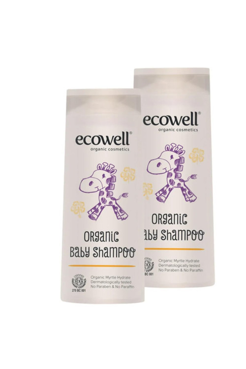 Bebek Saç & Vücut Şampuanı Set, Organik & Vegan Sertifikalı, Parabensiz Doğal Konak Önleyici 2x300ml