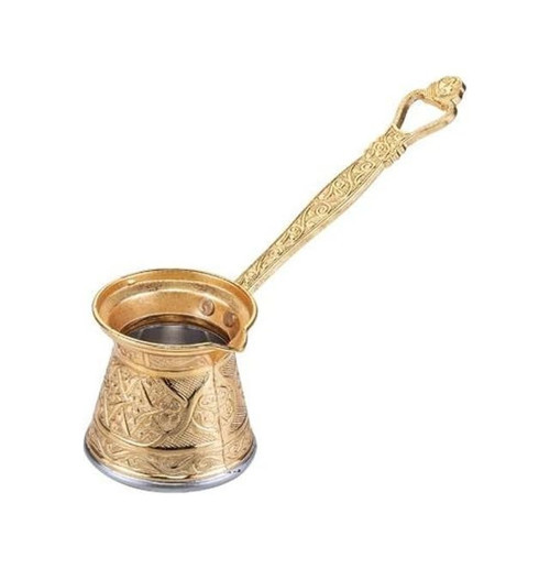 1 Zamak Döküm Kahve Cezvesi 1-2 Kişilik Altın Rengi