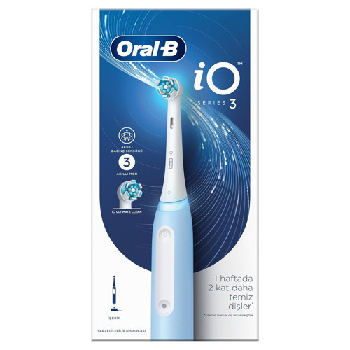 iO - 3 Mavi Şarjlı/Elektrikli Diş Fırçası, 1 Diş Fırçası Başlığı, Tasarımı