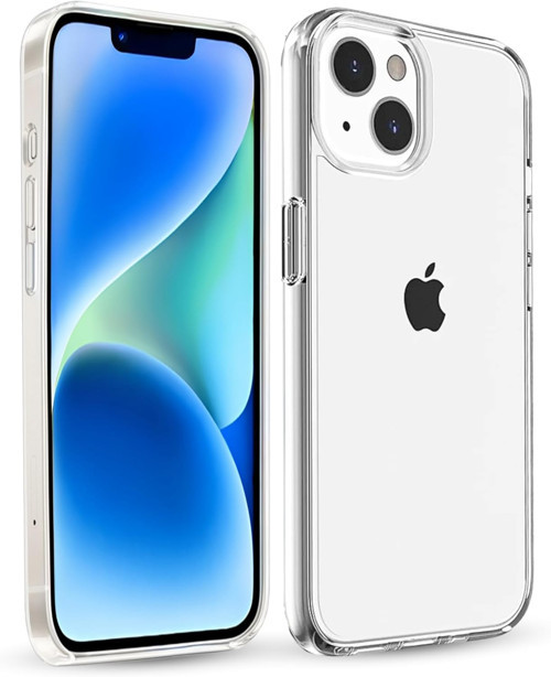 iPhone 15 Uyumlu Kamera Çıkıntılı Sert Sararmaz Kristal Mika Şeffaf Kılıf (Şeffaf, iPhone 15 )