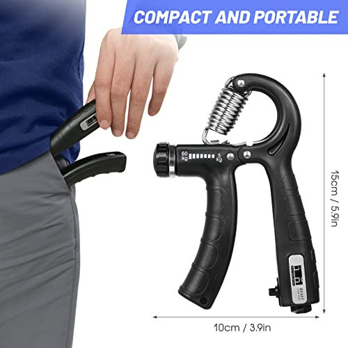 IOP Sayaç ile 2 adet El Kavrama Güçlendirici 5-60kg Ayarlanabilir Direnç Fitness El Egzersizi Kas Geliştirme Bilek Eğitimi için
