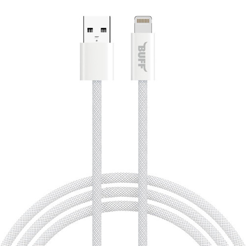 Buff, BL74 Örgülü 3A .2M Data ve Şarj Kablosu, Bükülmeye Dayanıklı, Hızlı Şarj, USB Lightning, Beyaz