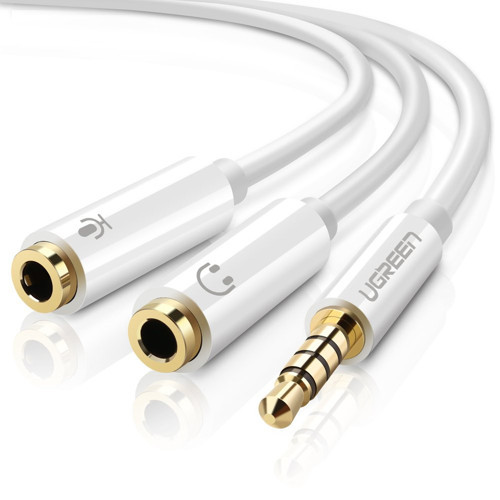 Mikrofon ve Kulaklık Ayırıcı 3.5 mm Y Kablo Beyaz