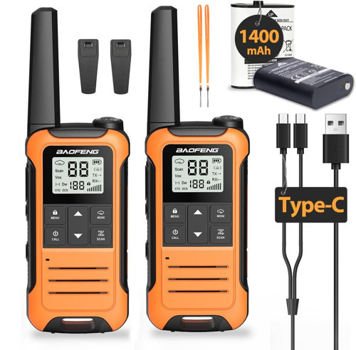 Baofeng Lisans Gerektirmez El Telsizi F22 | 22 Kanal | Type-C Şarjlı | 1400 mAh | 2’li Set