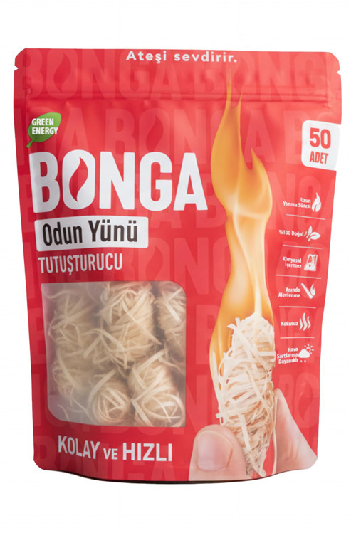 BONGA Soba, Şömine, Mangal Tutuşturucu 50 Adet 700 gr - Jel Ve Çıra Alternatifi Doğal Odun Yünü