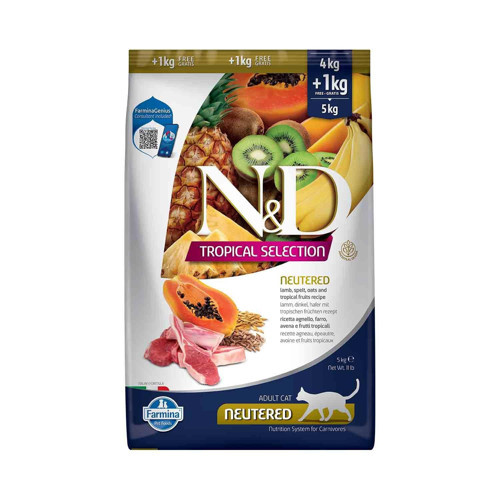 Selection Kuzu Etli ve Tropikal Meyveli Kısırlaştırılmış Kedi Maması 4+1 Kg