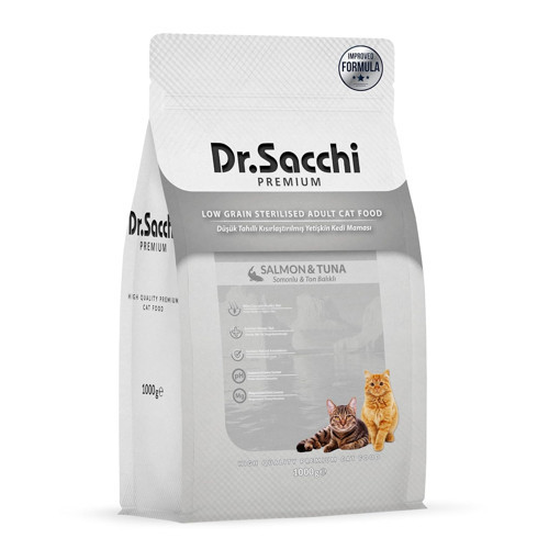 Premium Düşük Tahıllı Somonlu Ve Ton Balıklı Kısırlaştırılmış Kedi Maması 1 kg