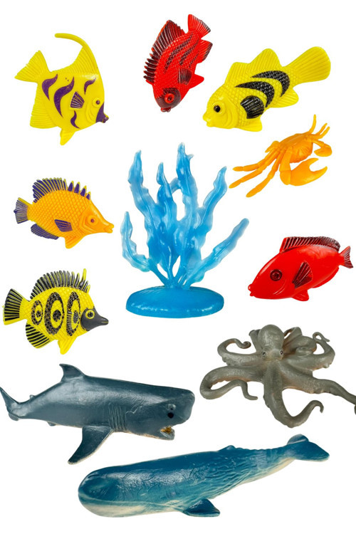 Mini Deniz Canlıları Figür Seti – 11 Parça Renkli Eğitici Oyuncak (4-8 cm)