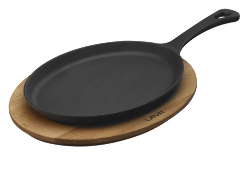 Fajita Tavası ve Altlığı, 17x23 cm, Saplı, Oval
