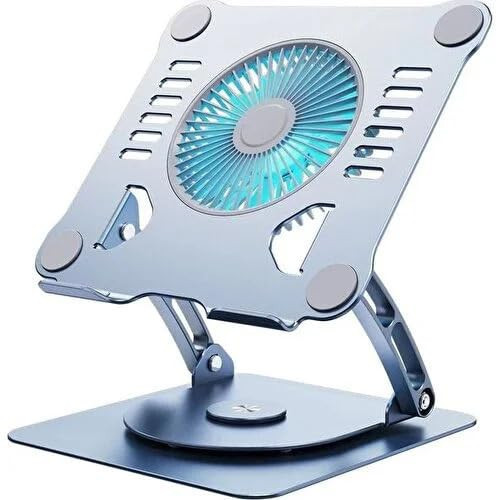 804D 360 Derece Dönebilir Alüminyum Katlanabilir Laptop Macbook Standı (Koyu Gri)