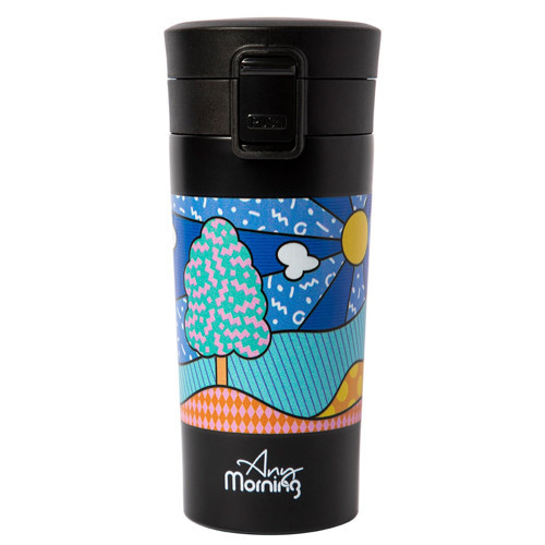 380 ml Paslanmaz Çelik Termos Mug, Çift Katmanlı, Sızdırmaz Kapaklı, Siyah BA21522