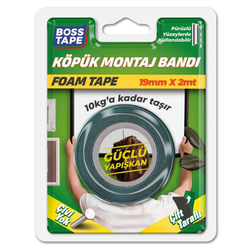 Solvent Aksesuar Köpük Montaj Bandi 10 kg, 19 mm x 2 Metre Boyut