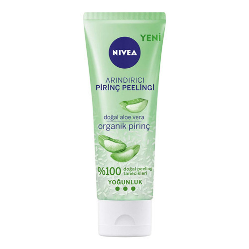 NIVEA Arındırıcı Organik Pirinç Peeling 75 ml, Karma Ciltler, Aloe Vera ile Yüz Bakım, Cildi Arındır