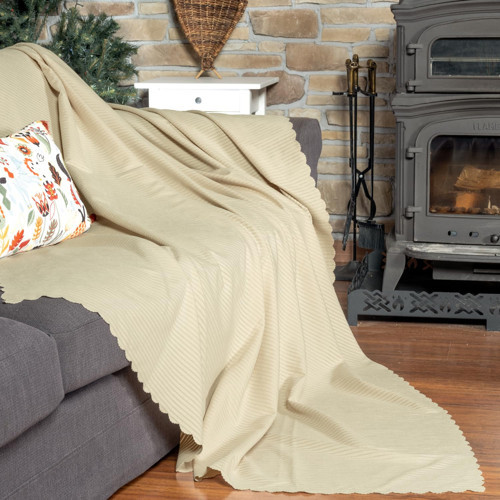Mikrofiber Fitilli Minimalist Koltuk Örtüsü - 175x215 cm, Çift Taraflı, Kaymaz, Te