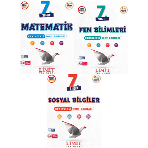 Limit 2027 7. Sınıf Matematik + Fen Bilimleri + Sosyal Bilgiler Soru Bankası Seti 3 Kitap Maarif Model