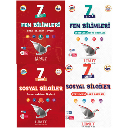Limit 2027 7. Sınıf Fen Bilimleri + Sosyal Bilgiler Konu Anlatım Föyleri + Soru Bankası Seti 4 Kitap Maarif Model
