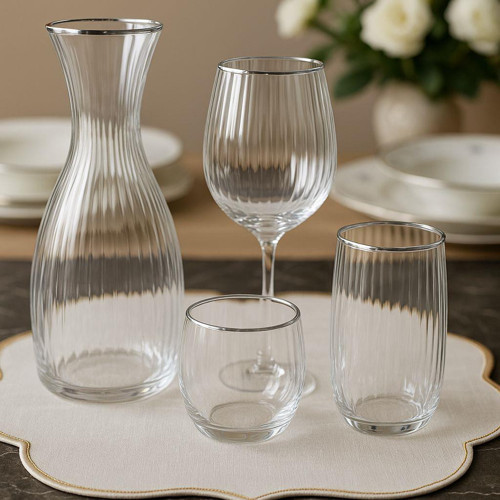 37 Parça 12 Kişilik Su Takımı Bohemia Kristal Carino Platin