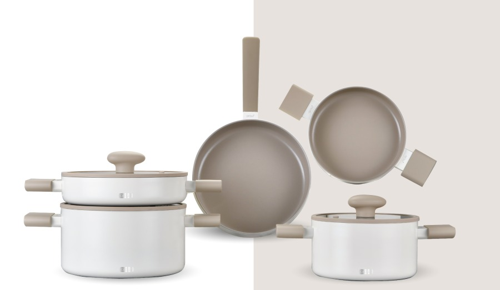 8 Parça ProChef Cooker Kristal Kaplama Tencere Seti Krem