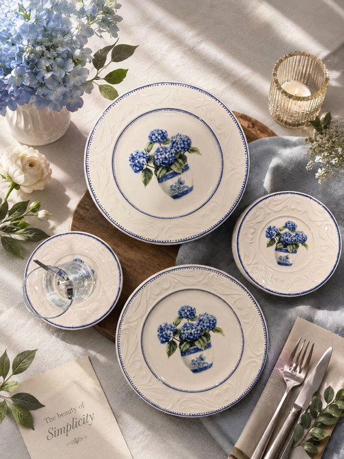 24 Parça Vintage Hydrangea Pasta Çay Takımı Seti