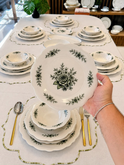 24 Parça 6 Kişilik Porselen Yemek Takımı Belmonte Green Mira