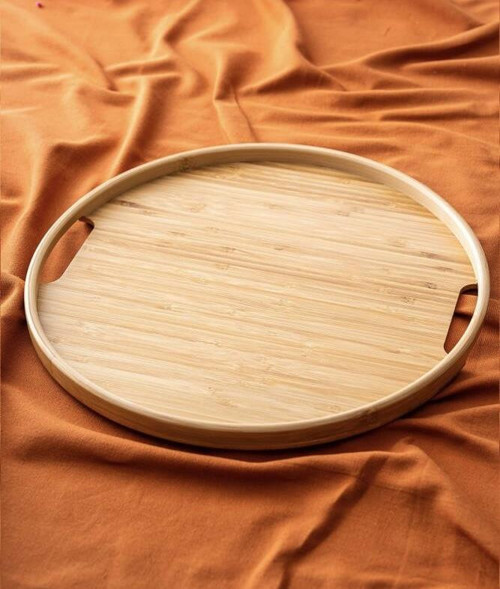 Bambu Sunum Yuvarlak Tepsi - 35 cm