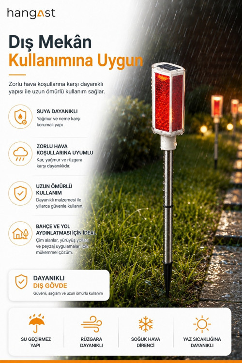 Solar Bahçe Lambası 3W Güneş Enerjili Fotoselli Kazıklı Dış Mekan Bahçe ve Peyzaj Aydınlatma