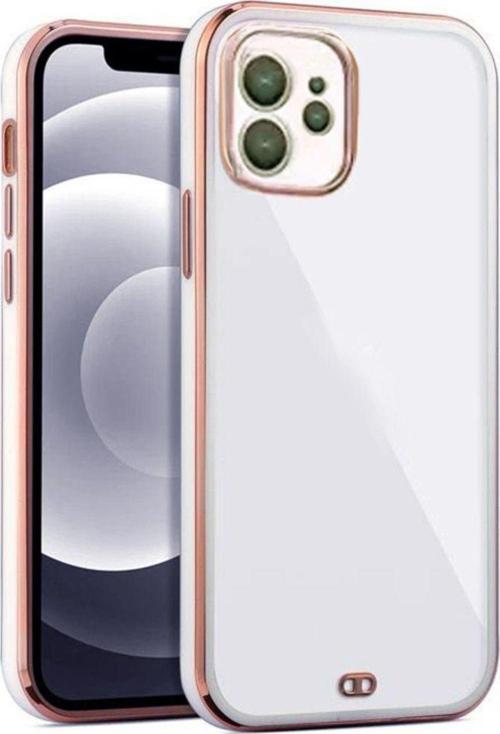 İphone 12 Arka Kapak Kılıf Acık Mavi Kenarlı Rose