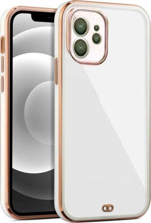 İphone 12 Arka Kapak Kılıf Beyaz Kenarlı Rose