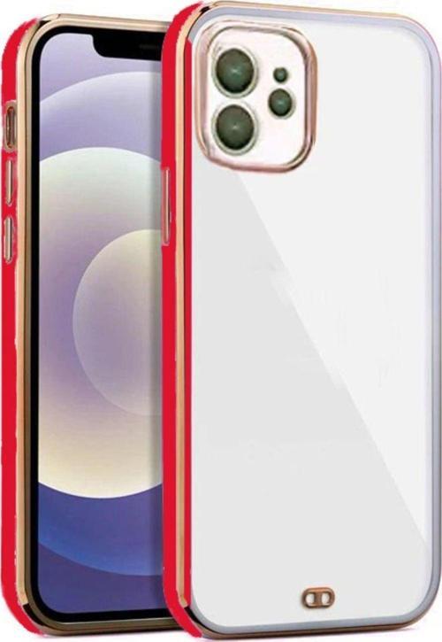 İphone 12 Arka Kapak Kılıf Kırmızı Kenarlı Rose