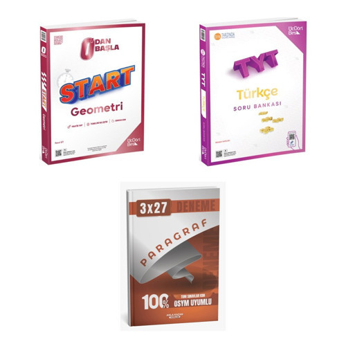 2027 TYT ÜçDörtBeş Sıfırdan Başla Start Geometri + Türkçe Soru + anla kazan paragraf deneme 3'lü Set