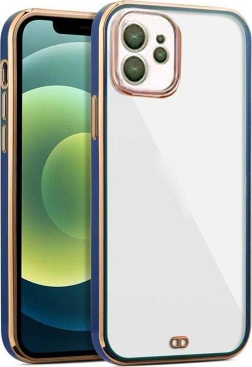 İphone 12 Arka Kapak Kılıf Mavi Kenarlı Rose